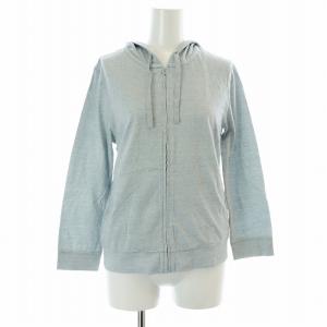 ジップアップパーカー 薄手 コットン F 水色 ライトブルー
