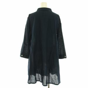 Pal'las Palace スキッパーシャツ ブラウス チュニック丈 長袖 3 L 紺 ネイビー