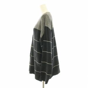 Christian Dior SPORTS ニットカーディガン 長袖 Vネック ボーダー柄 ウール ロゴ 刺繍 L 黒 ブラック