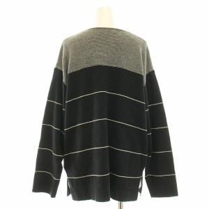 Christian Dior SPORTS ニットカーディガン 長袖 Vネック ボーダー柄 ウール ロゴ 刺繍 L 黒 ブラック