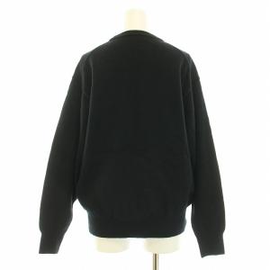 Christian Dior SPORTS ニットカーディガン 長袖 Vネック ウール ロゴ 刺繍 M 黒 ブラック
