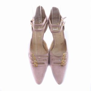 Christian Dior パンプス ポインテッドトゥ アンクルストラップ スエード 6.5 23.5cm ピンク
