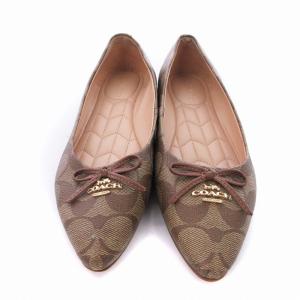 COACH バレエシューズ  ポインテッドトゥ シグネチャー フラット リボン EU 35.5 22.5cm ベージュ C2913