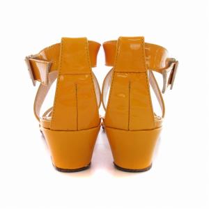 JIMMY CHOO サンダル エナメル ウェッジソール アンクルストラップ 34.5 21.5cm 黄 イエロー /RK GY14