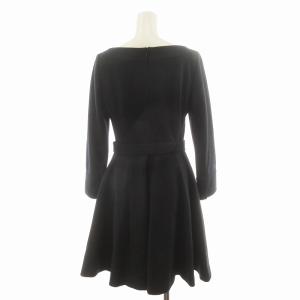 BURBERRY BLUE LABEL フレアワンピース ベルト付き ミニ 長袖 38 S 黒 ブラック