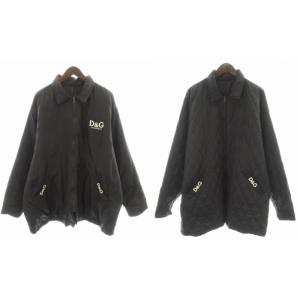 中綿ジャケット ブルゾン キルティング リバーシブル ジップアップ ステンカラー ロゴ刺繍 オーバーサイズ 黒 ブラック 白