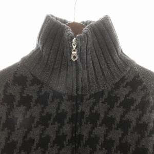 BURBERRY BLACK LABEL ドライバーズニット セーター カーディガン 長袖 千鳥格子 ジップアップ ボトルネック 3 L グレー