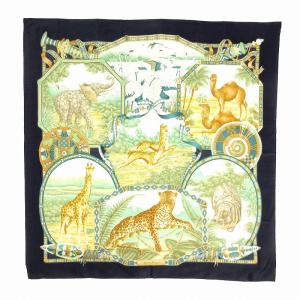 スカーフ 総柄 アニマル 絹 シルク マルチカラー