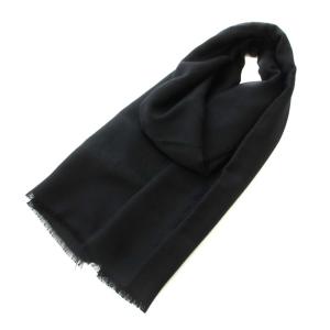 ストール マフラー スカーフ フリンジ ガンチーニ 絹 シルク ウール混 黒 ブラック