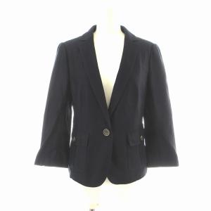 テーラードジャケット 紺ブレ シングル 背抜き 七分袖 裏地ノバチェック 40 L 紺 ネイビー