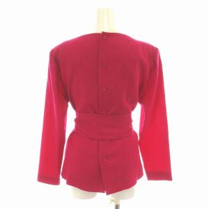 YVES SAINT LAURENT chemisiers YSL ブラウス 長袖 タック リボンベルト ボートネック ウール M ピンク