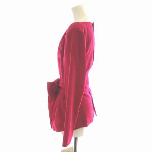 YVES SAINT LAURENT chemisiers YSL ブラウス 長袖 タック リボンベルト ボートネック ウール M ピンク