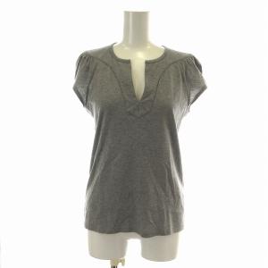 Tシャツ カットソー 半袖 フレンチスリーブ スリットネック S グレー /NW12 GY14
