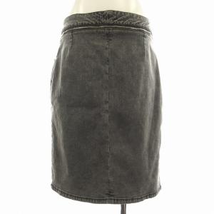 CELINE デニムスカート ひざ丈 タイト ベルト USED加工 ジップフライ 44 XXXL グレー