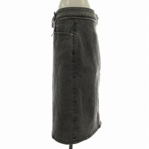 CELINE デニムスカート ひざ丈 タイト ベルト USED加工 ジップフライ 44 XXXL グレー