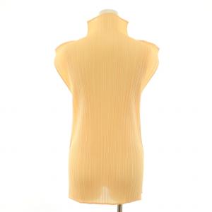 PLEATS PLEASE ISSEY MIYAKE イッセイミヤケ カットソー ブラウス ボトルネック 半袖 フレンチスリーブ プリーツ F オレンジ