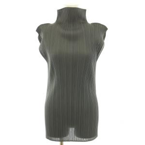 イッセイミヤケ カットソー ブラウス ボトルネック 半袖 フレンチスリーブ 3 L グレー