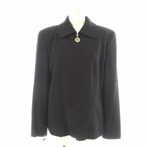 ブルゾン ジャケット ジップアップ ステンカラー ウール 38 M 紺 ネイビー