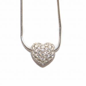 SWAROVSKI ハートモチーフ ネックレス ペンダント リバーシブル ラインストーン シルバー色