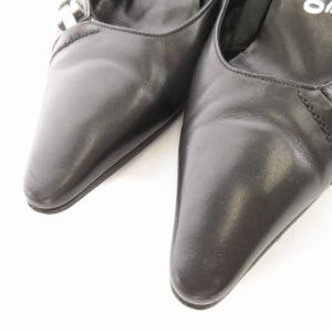 Salvatore Ferragamo パンプス ポインテッドトゥ ハイヒール ガンチーニ レザー 7 24.5cm 黒 ブラック