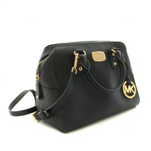 MICHAEL Michael Kors ハンドバッグ ショルダーバッグ 2way レザー ロゴチャーム 黒 ブラック ゴールド