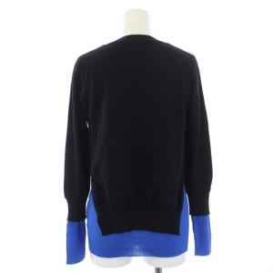 STELLA McCARTNEY ニット セーター 長袖 Vネック ドッキング カシミヤ 36 S 黒 ブラック 青 ブルー 299002S1249-1