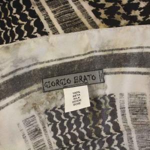 GIORGIO BRATO スカーフ ストール スター 総柄 シルク ベージュ 黒 茶