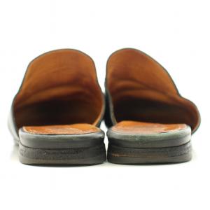 GUCCI レザースリッパ フラットシューズ ラウンドトゥ プリンスタウン 装飾 37 24cm 黒 ブラック 423513