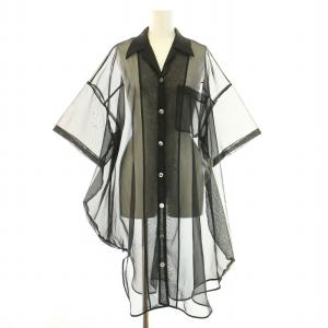 ASYMMETRY CIRCLE SHIRT CARDIGAN アシンメトリーサークルシャツカーディガン ブラウス 半袖 オープンカラー