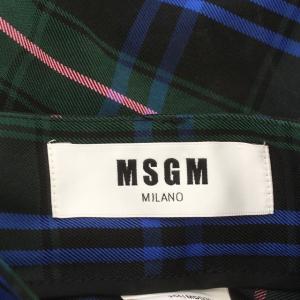 MSGM スカート チェック フレアスカート ロング 38 M グリーン 緑 黒