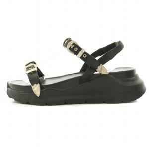 TOGA PULLA ストラップ付きスポーツサンダル 厚底 レザー ベルト 37 23.5cm 黒 ブラック AJ1111