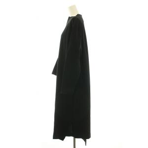 ENFOLD ワンピース ミモレ ロング 長袖 アシンメトリー ボートネック ストレッチ 38 M 黒 ブラック