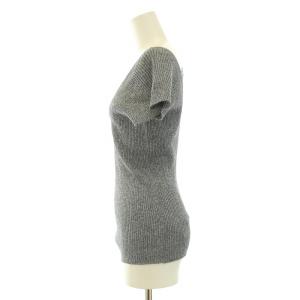 babaco ニット カットソー 半袖 Vネック レース 切替 F グレー /BB GY30