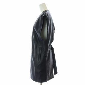 LEINWANDE ベスト ジレ ロング ラムレザー 羊革 F 黒 ブラック