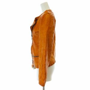 GIORGIO BRATO ライダースジャケット レザージャケット ダブル ジップアップ 42 L オレンジ