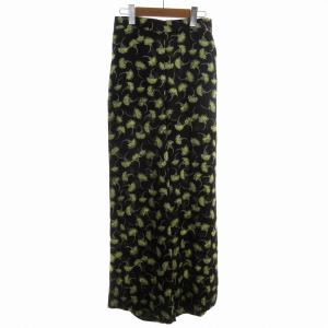 パトリニアプリント セミワイドパンツ 36 S 黒 ブラック GY30 /EE