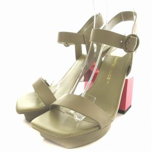 キューブサンダルハイ Cube Sandal Hi レザー ストラップ スクエアトゥ ハイヒール チャンキーヒール