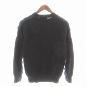 3.1 phillip lim ニット セーター 長袖 クルーネック 切替 キルティング 中綿 ラグランスリーブ カシミヤ混 XS 黒 ブラック 紺 ネイビー