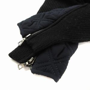 3.1 phillip lim ニット セーター 長袖 クルーネック 切替 キルティング 中綿 ラグランスリーブ カシミヤ混 XS 黒 ブラック 紺 ネイビー