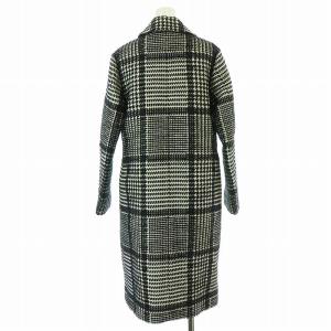 Theory GRAPHIC COAT SEKARY チェスターコート ロング チェック ウール S 黒 ブラック 白 ホワイト