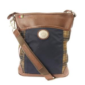 ショルダーバッグ レザー チェック 茶 /MM GY01