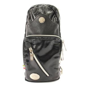 ワンショルダーバッグ ボディバッグ レザー 型押し 黒 /MM GY01