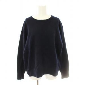 ニット セーター 長袖 カットソー 厚手 3L 紺 KRRLSA7702 /MM GY01