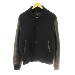 Herris Tweed スタジャン ジャケット アウター レザー切替 L 黒 51-18-0267-565