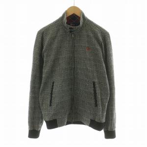 ハリントンニットジャケット グレンチェック 長袖 ハイネック M グレー F2150 /NQ GY01