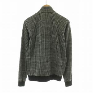FRED PERRY ハリントンニットジャケット グレンチェック 長袖 ハイネック M グレー F2150 /NQ GY01