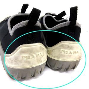 PRADA SPORT スニーカー ウレタン レザー 切替 スリッポン 7.5 27.5cm 黒 ブラック