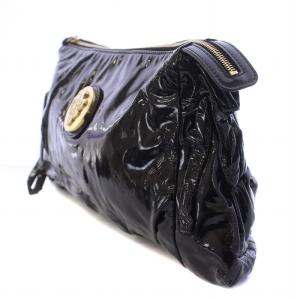 GUCCI ヒステリア クラッチバッグ セカンドバッグ パーティバッグ エナメル ロゴ 装飾 黒 ブラック 197015