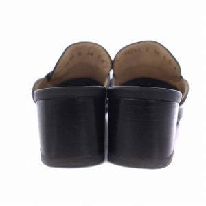 Salvatore Ferragamo ミュール サンダル チャンキーヒール ヴァラ レザー 7C 24.5?p 黒 ブラック