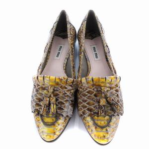 miumiu パンプス タッセルローファー エナメル クロコ 36 22.5?23cm相当 黄 イエロー